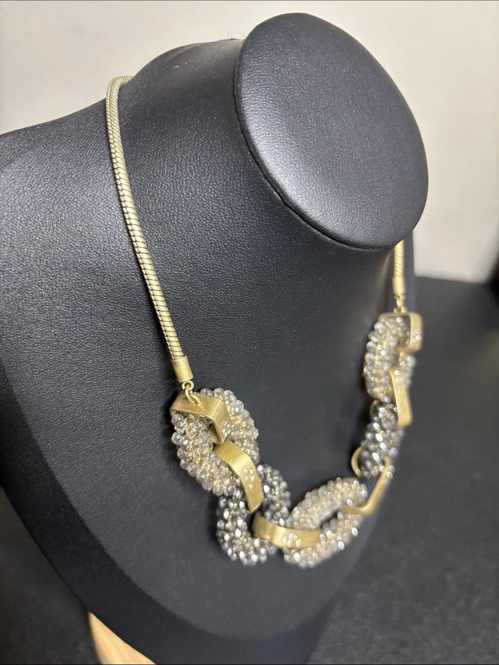 Kenneth Cole Gold-Tone Crystal Link Necklace in Gold and Gray - Women Jewelry